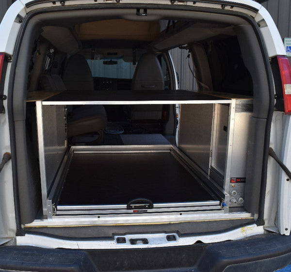 Wheel well cabinet with Custom cargo slide