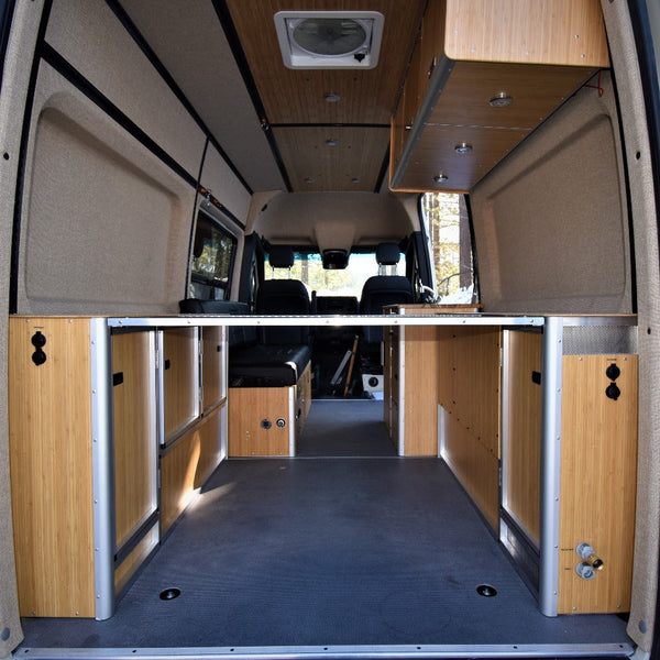 Van Camper Rear Storage Cabinets over Wheel Wells